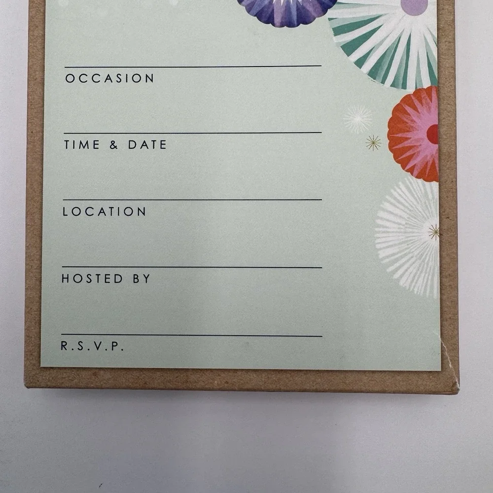 Hallmark 20ct Fill-In Party Invitations Mint Green Fan Starburst 3INH7201 NEW